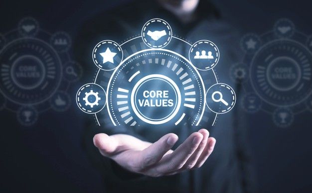 male hand holding core values responsibility ethics business concept premium photo